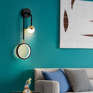 Lámpara de pared LED moderna Oasis, aplique nórdico redondo, iluminación de lujo, giratoria, para pasillo, mesita de noche, sala de estar, comedor, luz decorativa para interiores.