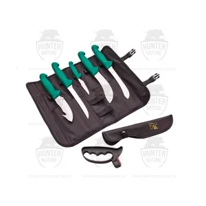 Kit 5 Cuchillos para Despiece con Afilador y  Funda